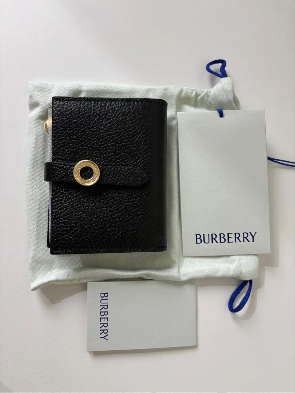 Burberry Black Leather Compact Wallet